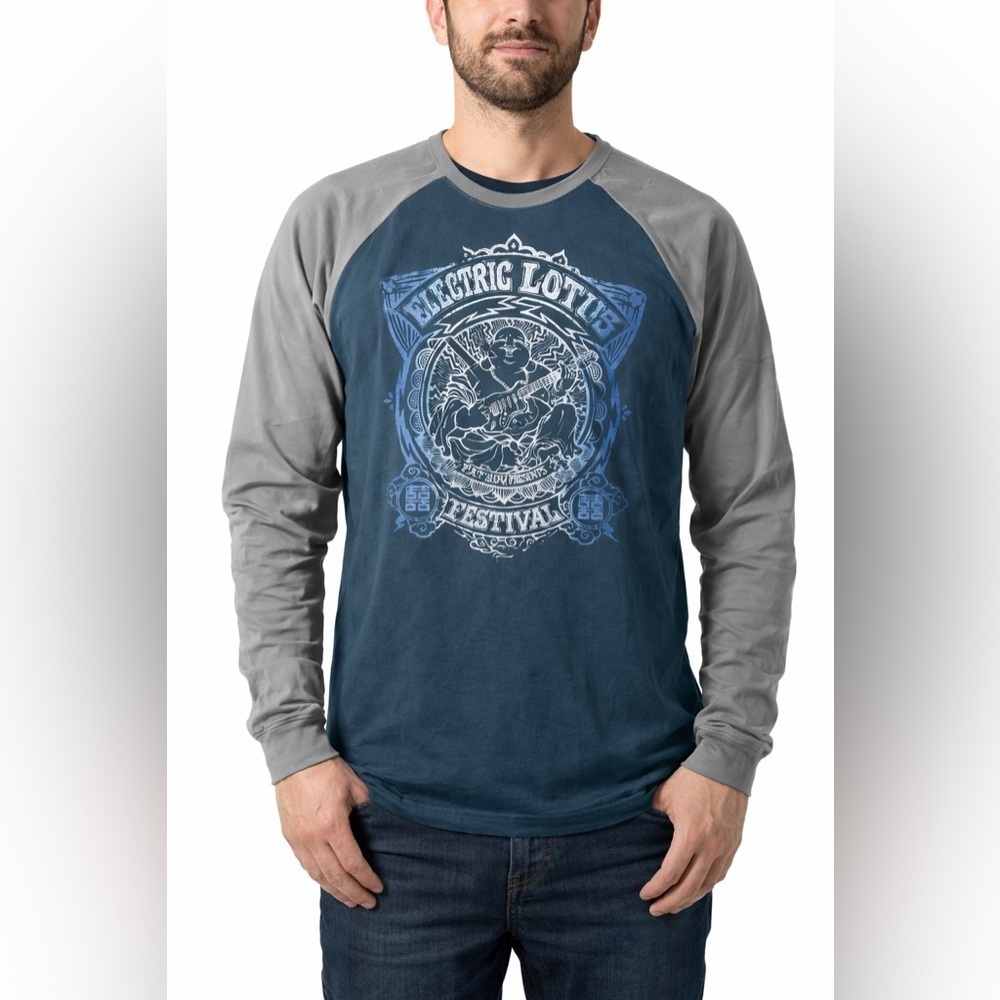 Lucky Brand Blue and Gray Long Sleeve Tee